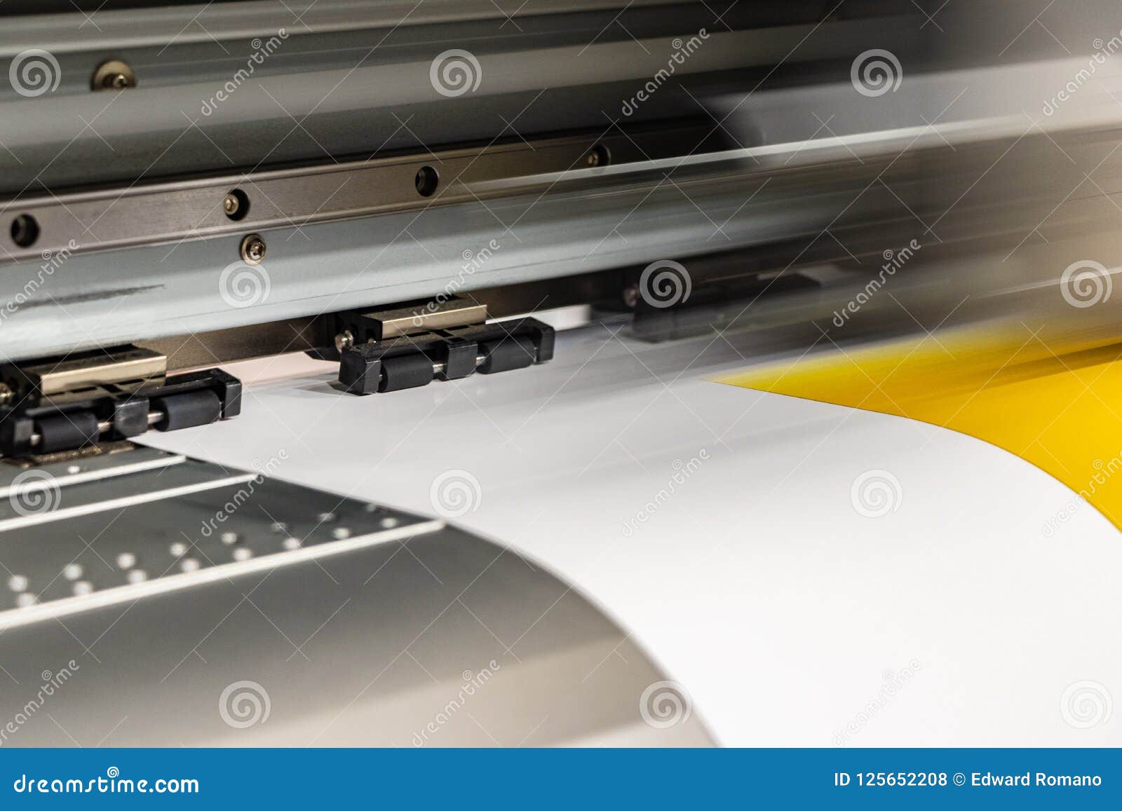 Download Big Professional Printer Processing A Large Scale Glossy Sheet Of Yellow Paper Rolls For Color Sampling Stock Photo Image Of Machine Fastest 125652208 Yellowimages Mockups