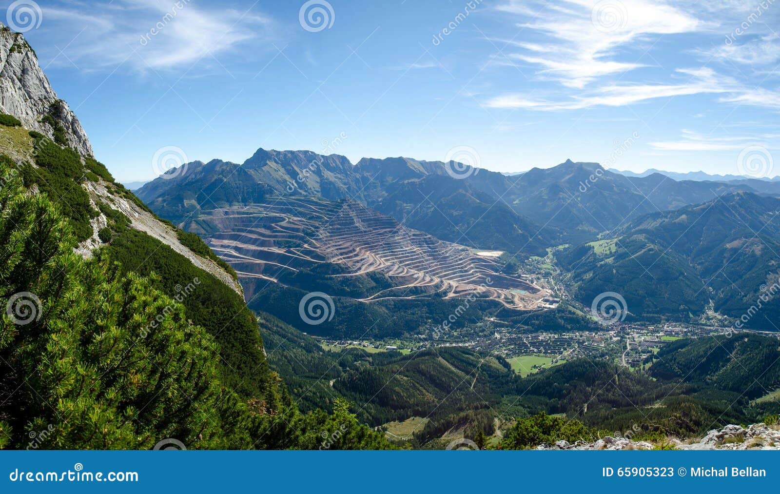 Big Quarry in Clear Nature Under the Blue Sky Stock Image Image of
