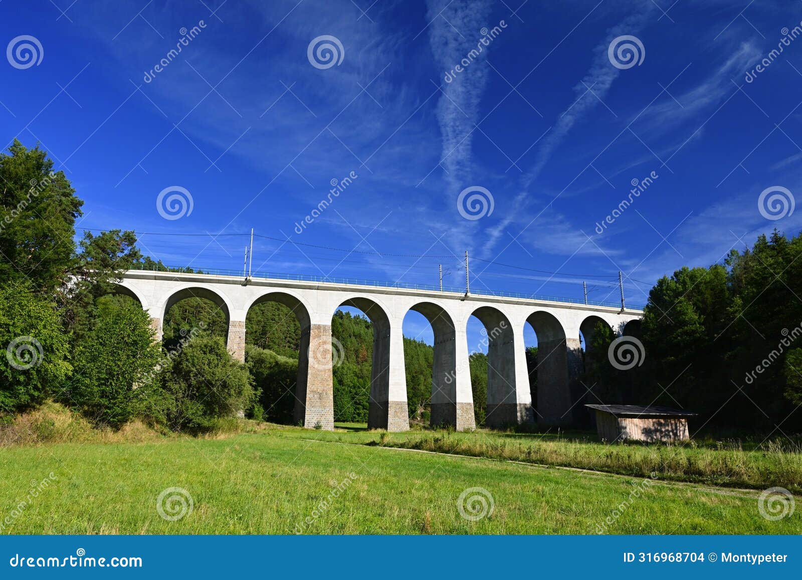 big railway bridge in the valley. dolni loucky - czech republic. concept for transport and travel by train