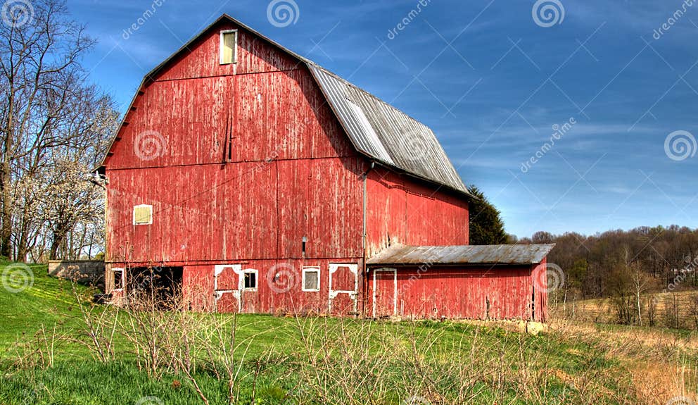 Big Red Barn stock photo. Image of barn, trees, field 25262532