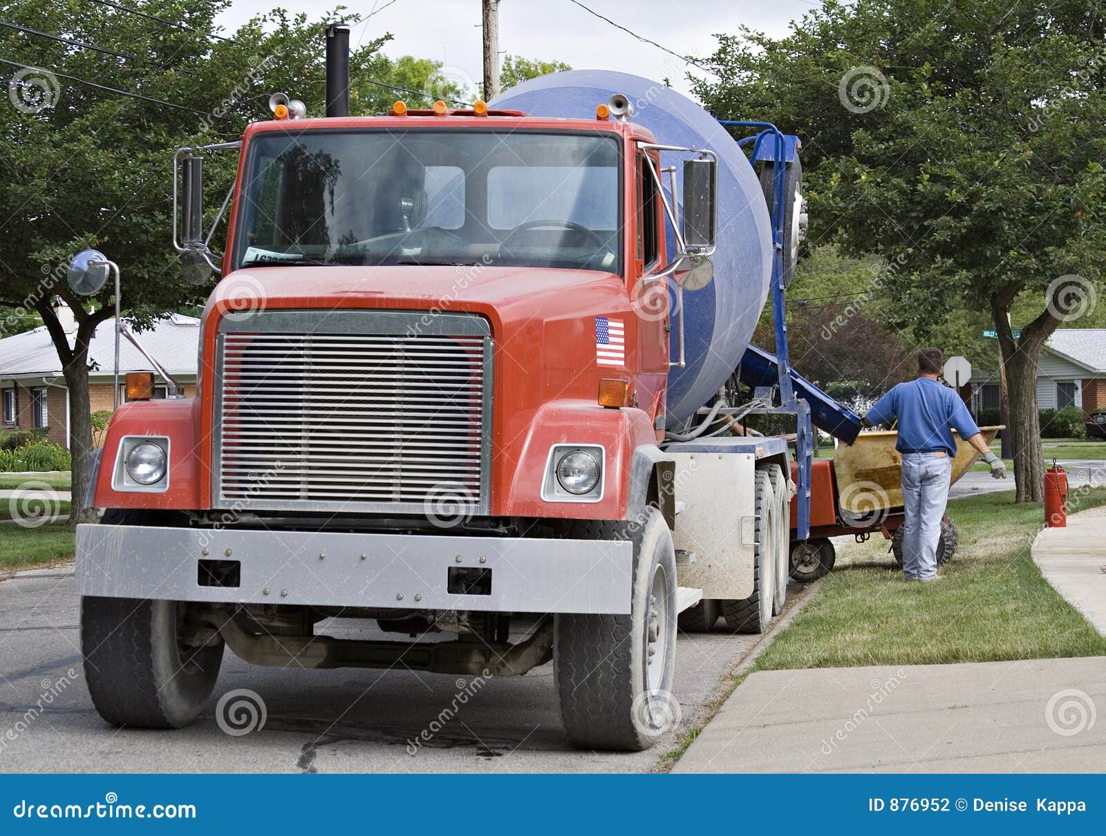 Big Red Cement Truck stock photo. Image of delivery, distribution 876952