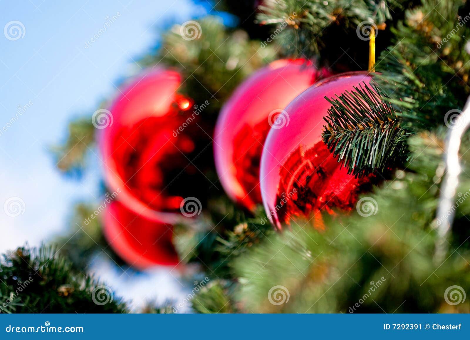Big red christmas balls stock image. Image of needle, closeup 7292391