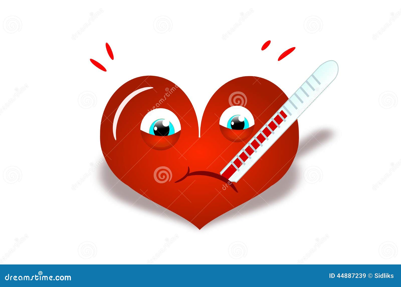 Big Red Heart with Thermometer Stock Illustration - Illustration of ...