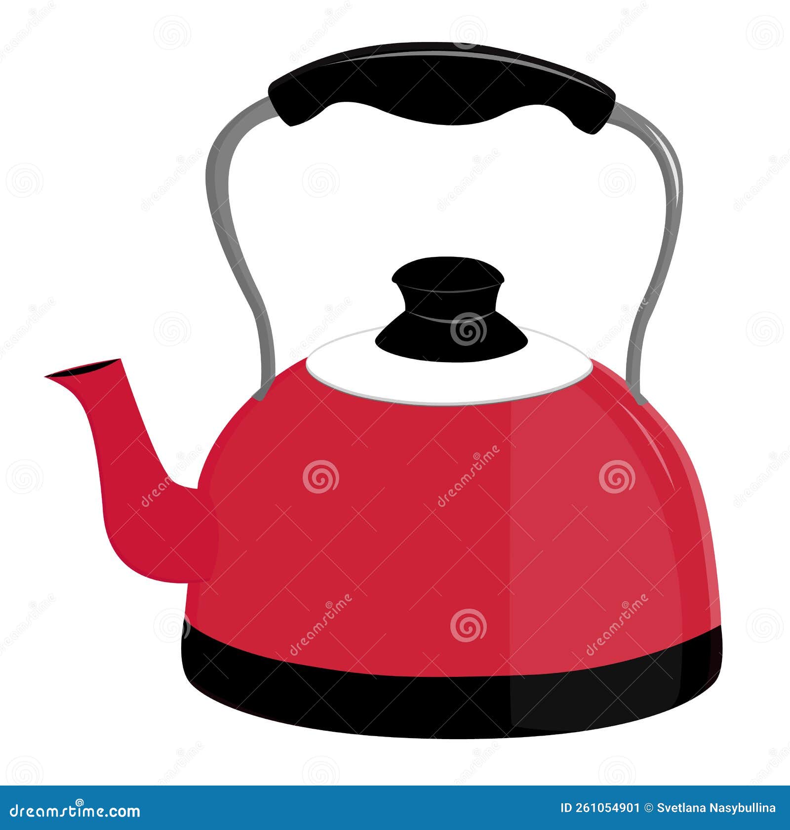 Big Red Kettle Vector Illustration Stock Vector Illustration of design, stove 261054901