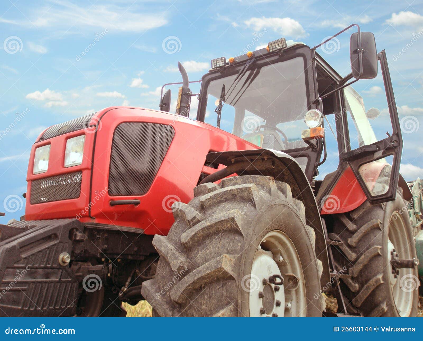 Big red tractor stock photo. Image of white, nature, harvest 26603144
