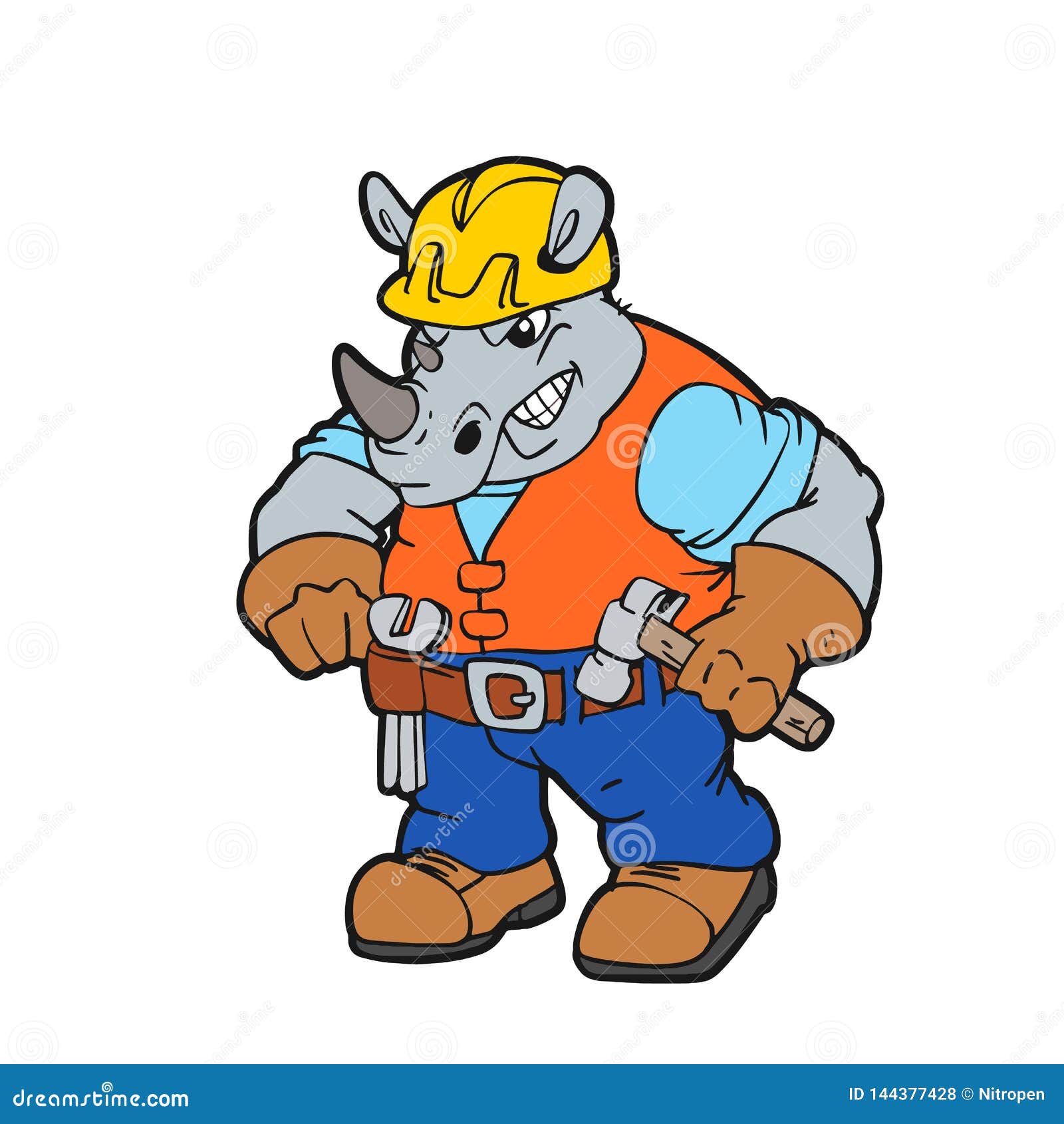 Rhino Plumber Mechanic Handyman Peeking Sign Vector Illustration 183384016