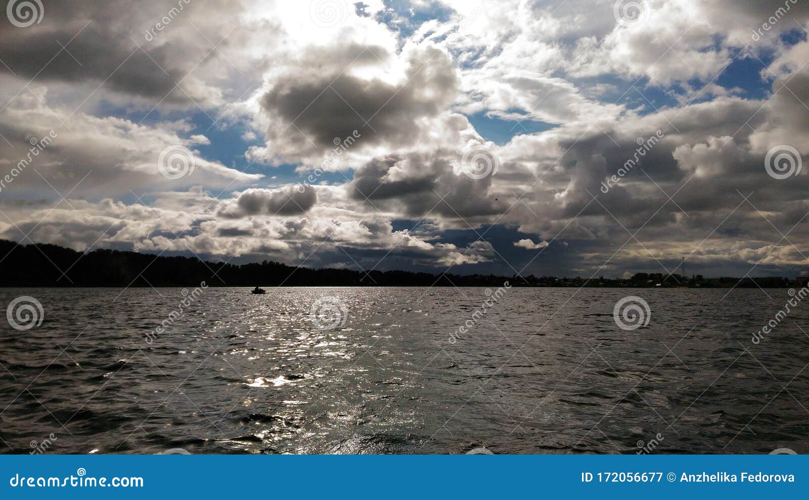 Big River between Two Banks. Rural Landscape Stock Image - Image of ...