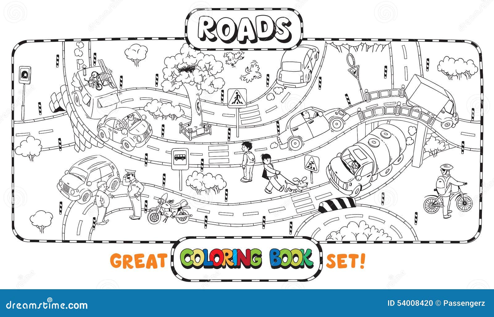 Download Big road coloring book stock vector. Illustration of ...