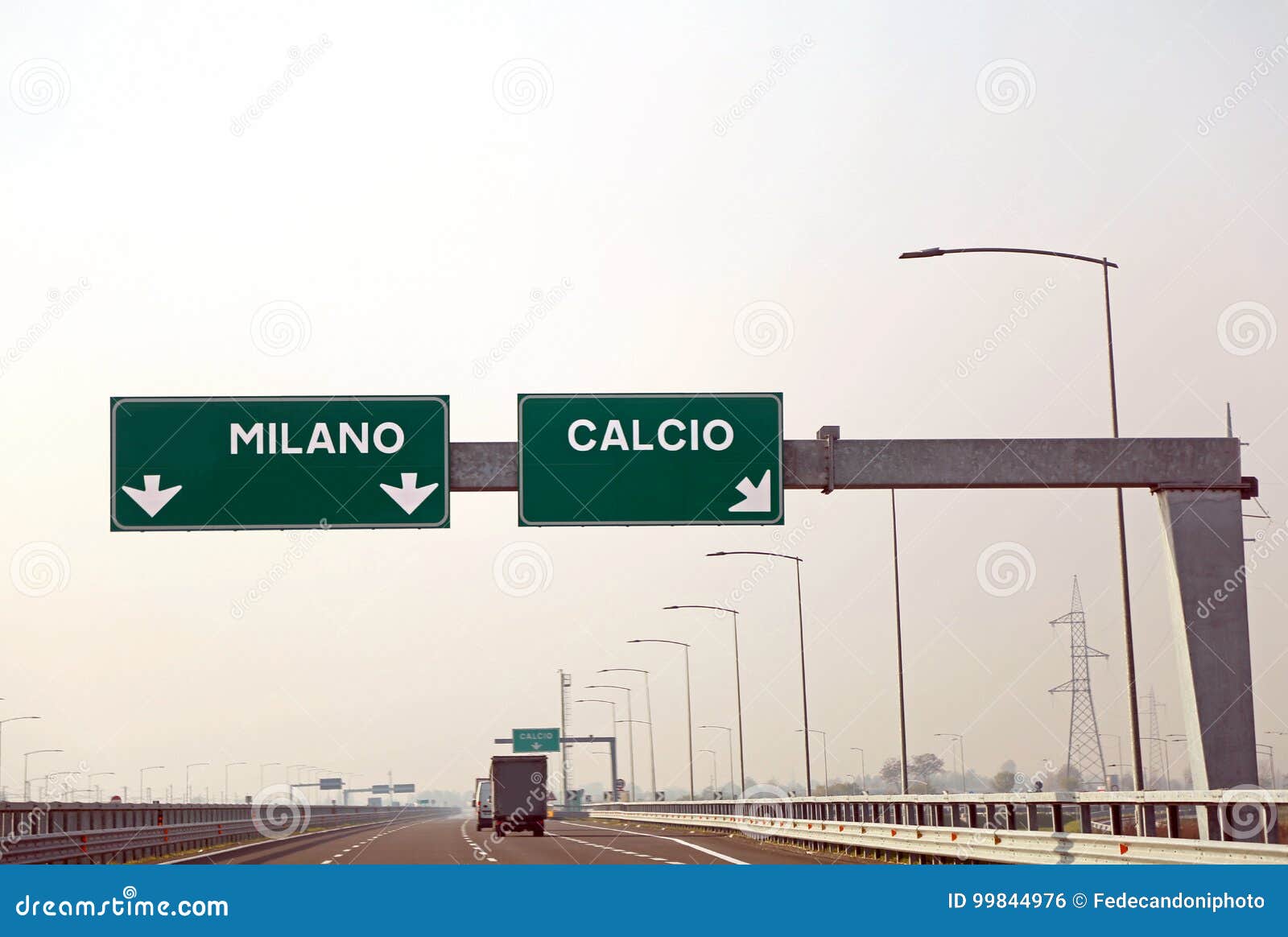 road sign on the italian motorway for the cities called milano a