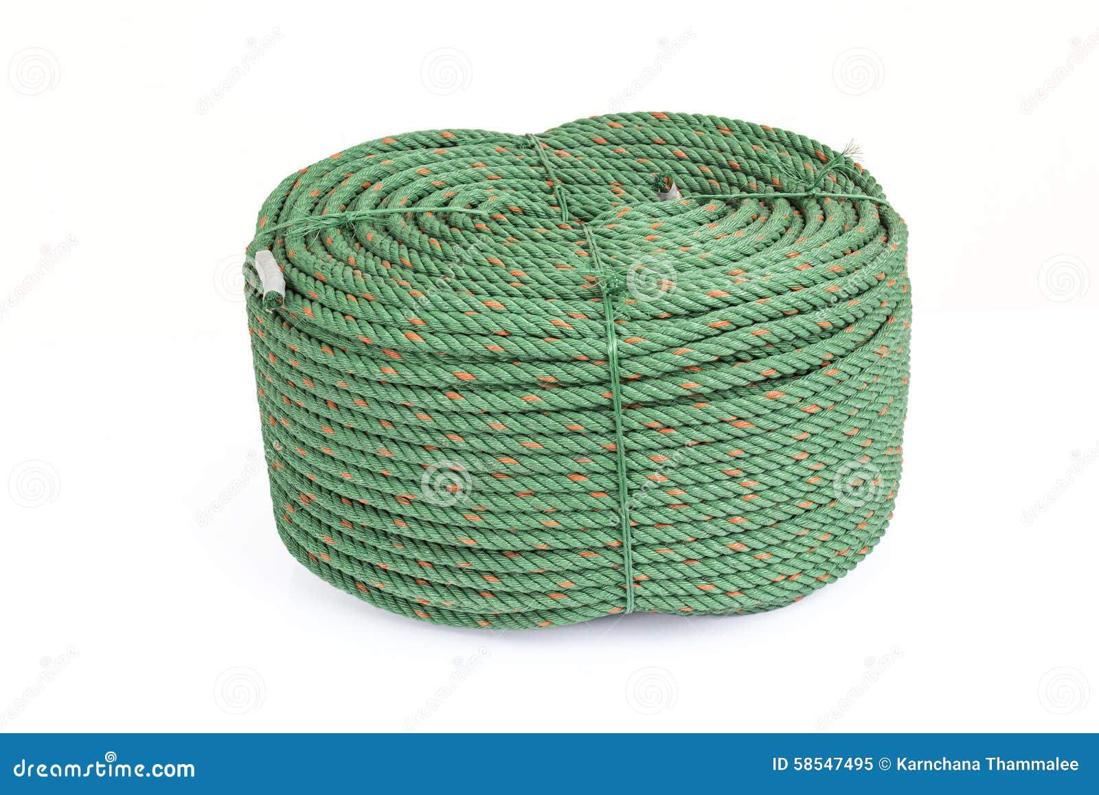 Big Roll Of Green Nylon Rope On White Background Stock Image Image of