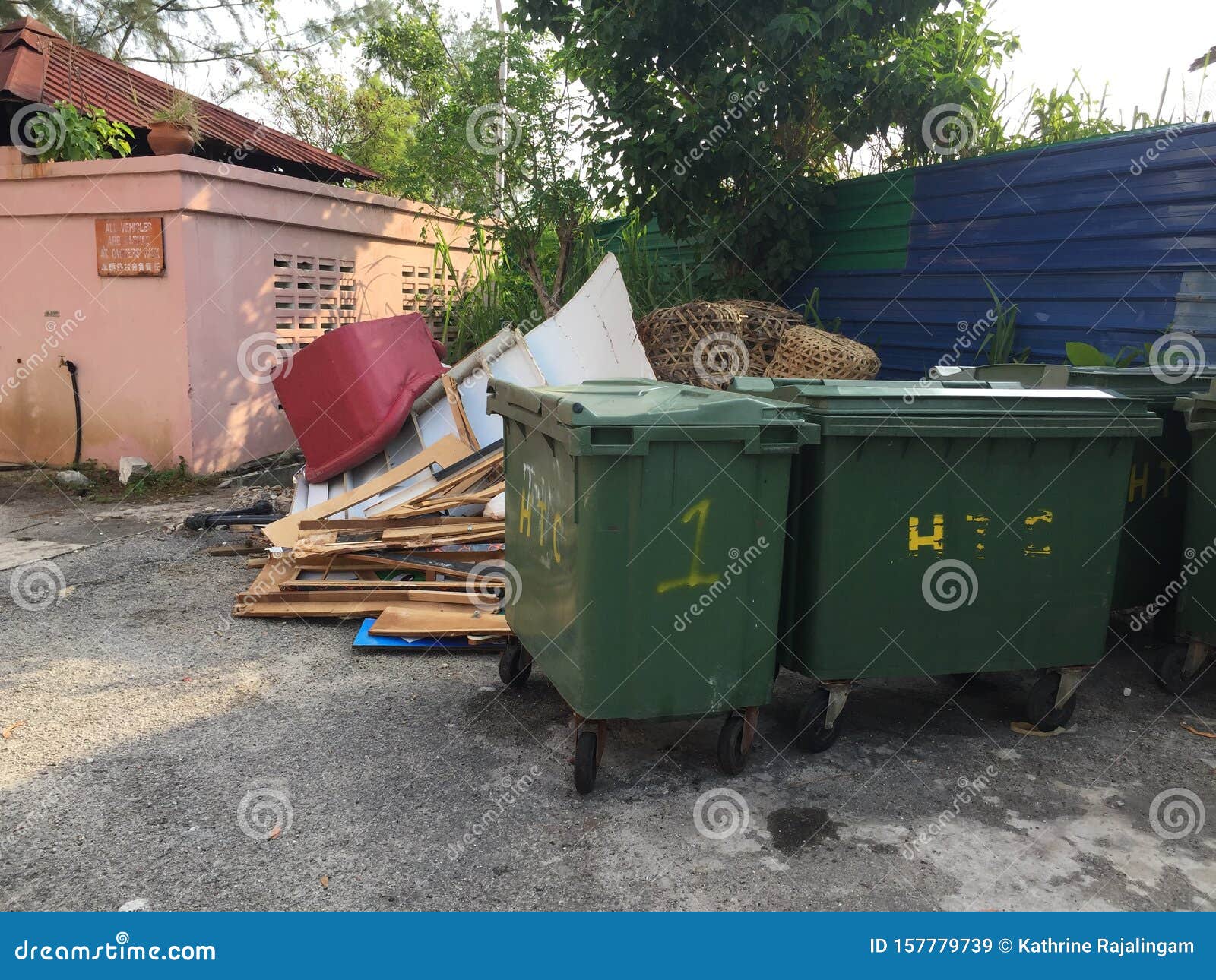 Big rubbish bin stock image. Image of side, green, road 157779739
