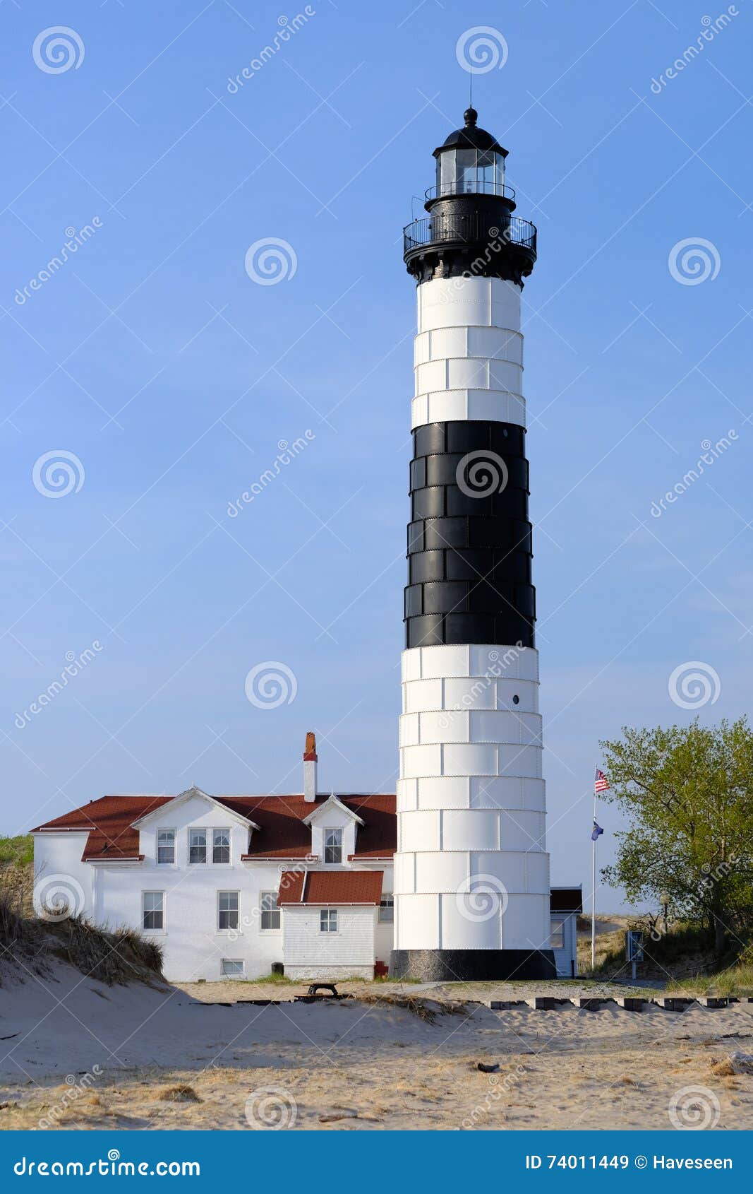 big sable point lighthouse in dunes, built in 1867