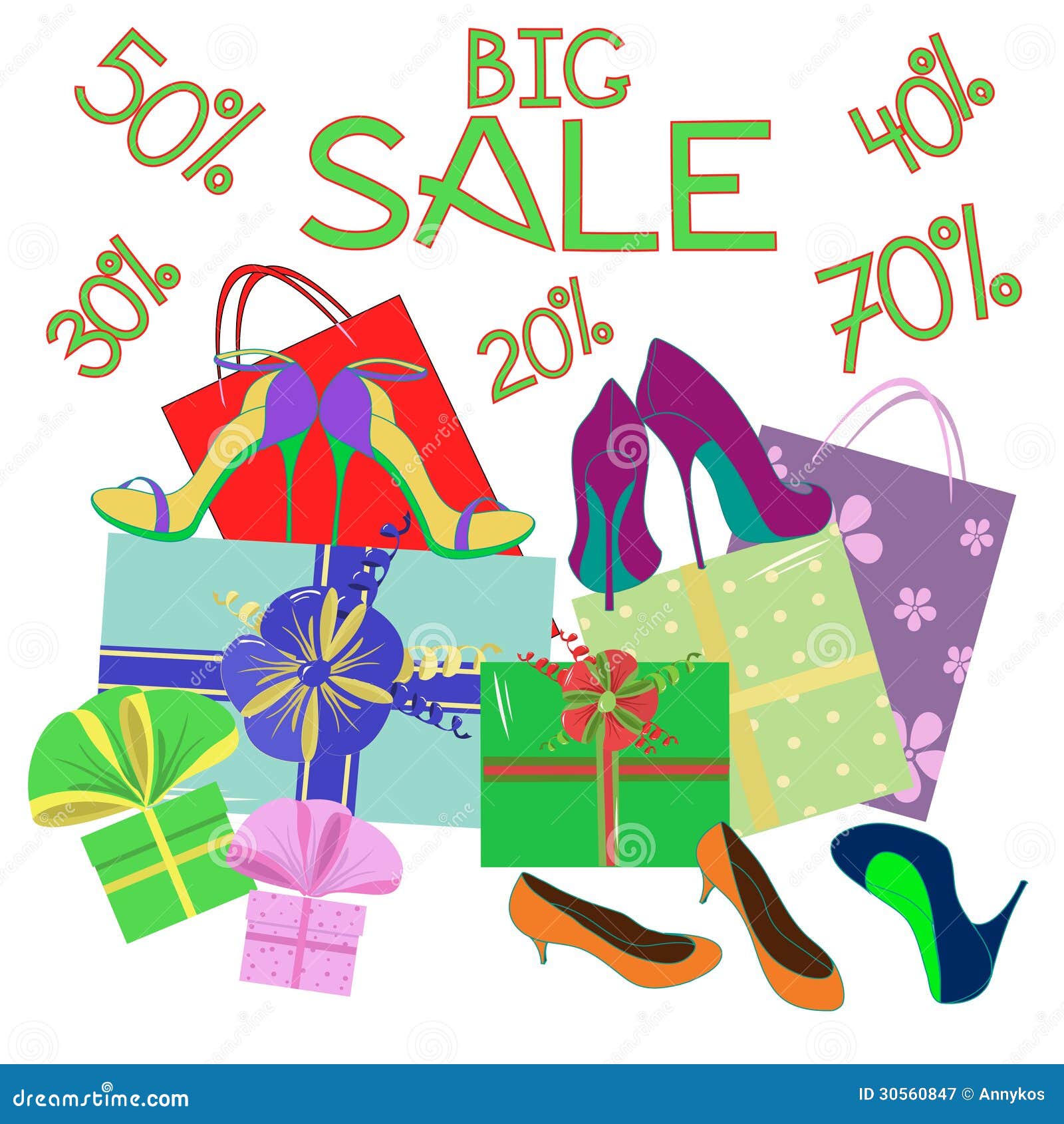 Big Sale Background of Shoes and Gift Wrap Stock Vector - Illustration ...