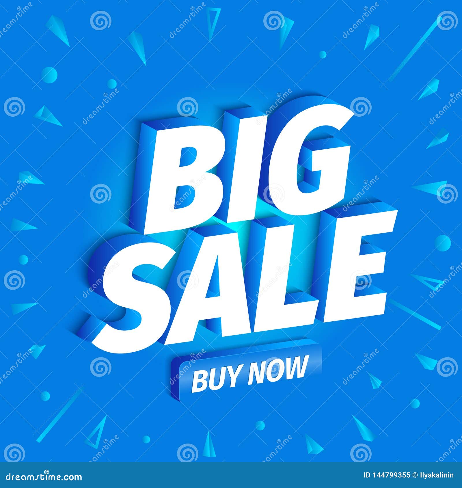 Big Sale Buy Now 3d Letters On A Blue Background Advertising