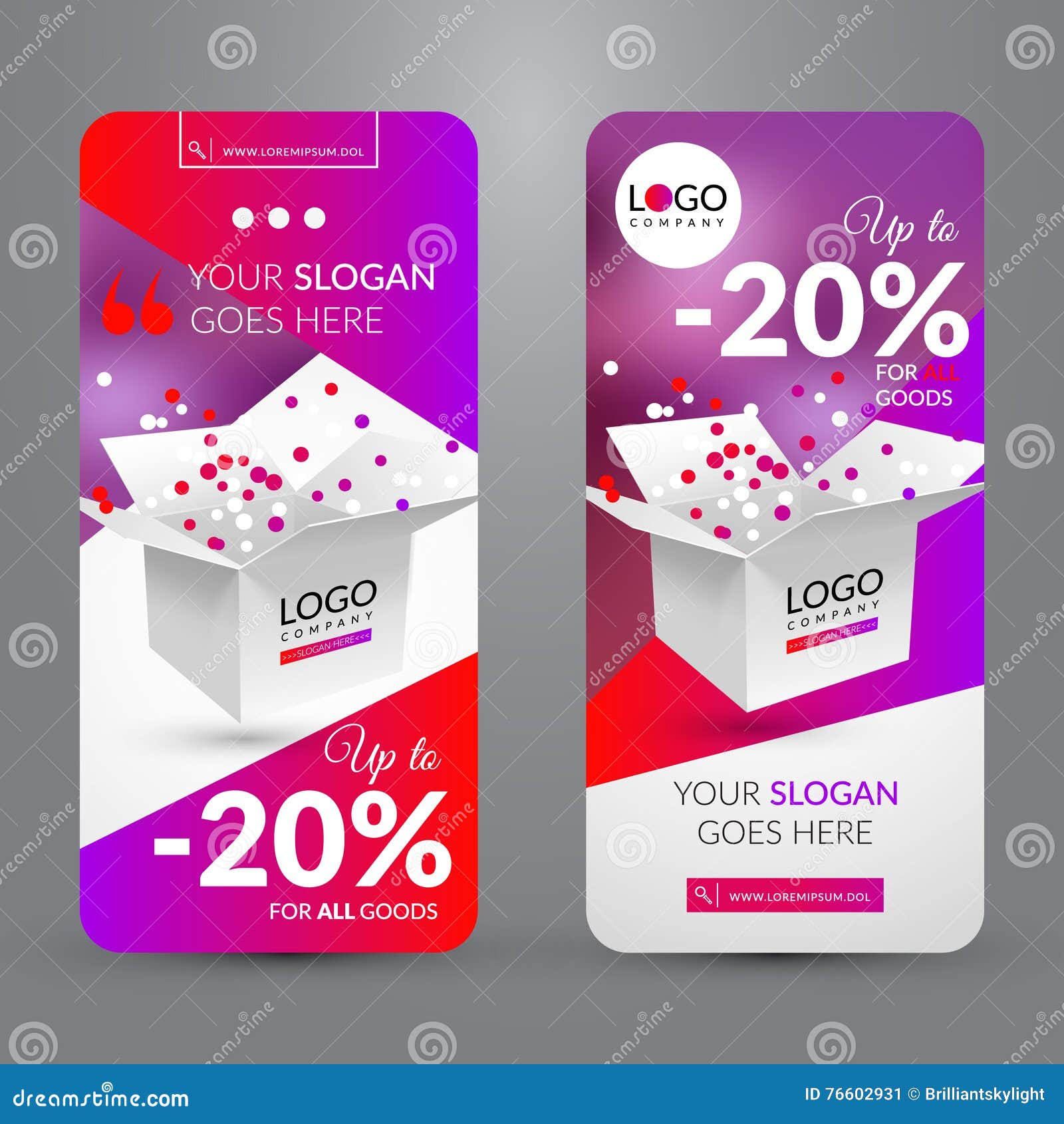 Big Sale Event. Set with Banners with Box Stock Vector Illustration