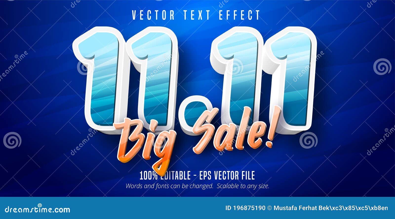 11.11 big sale text, singles day cartoon style editable text effect