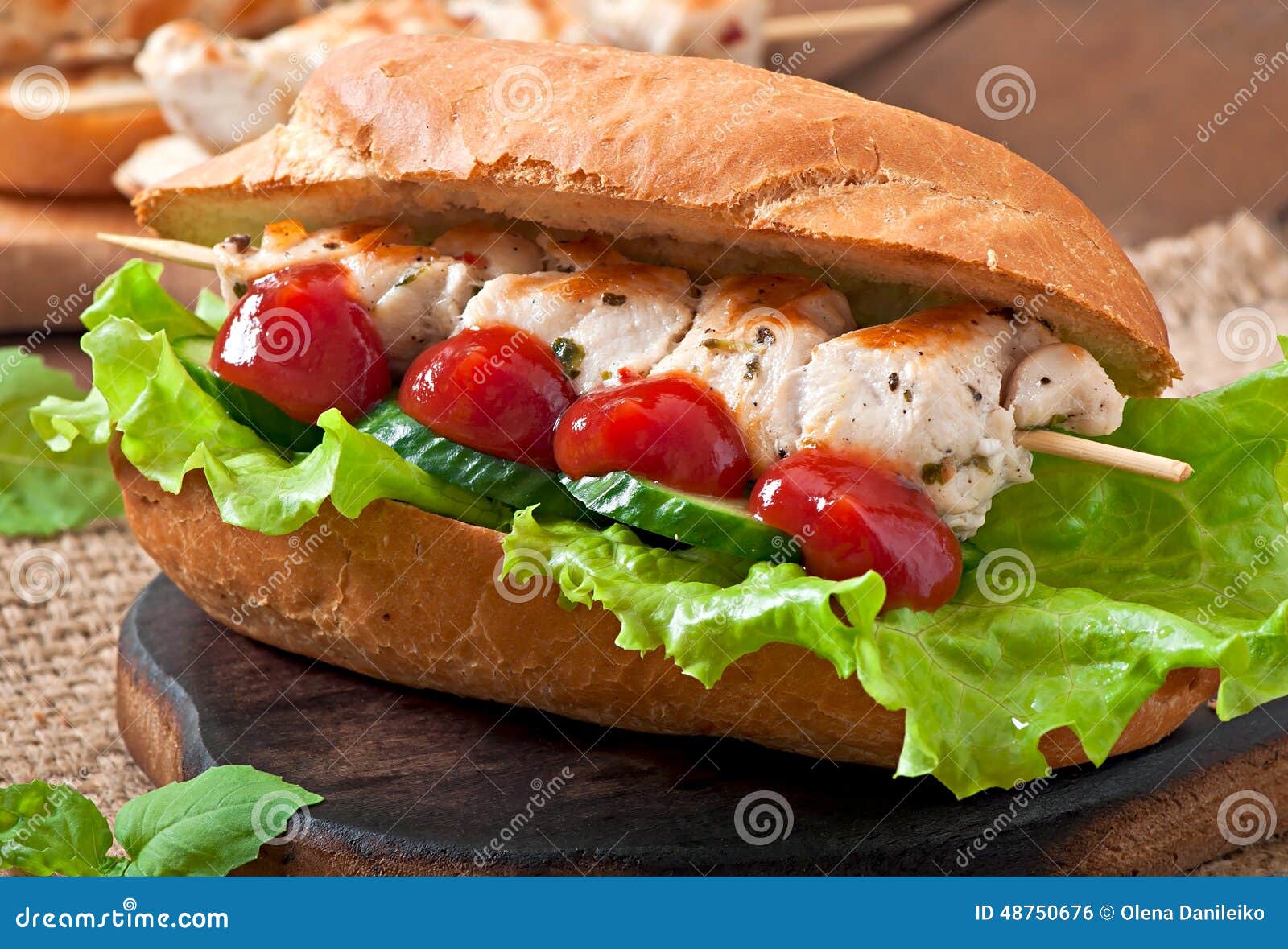 Big Sandwich with Chicken Kebab Stock Photo Image of chicken