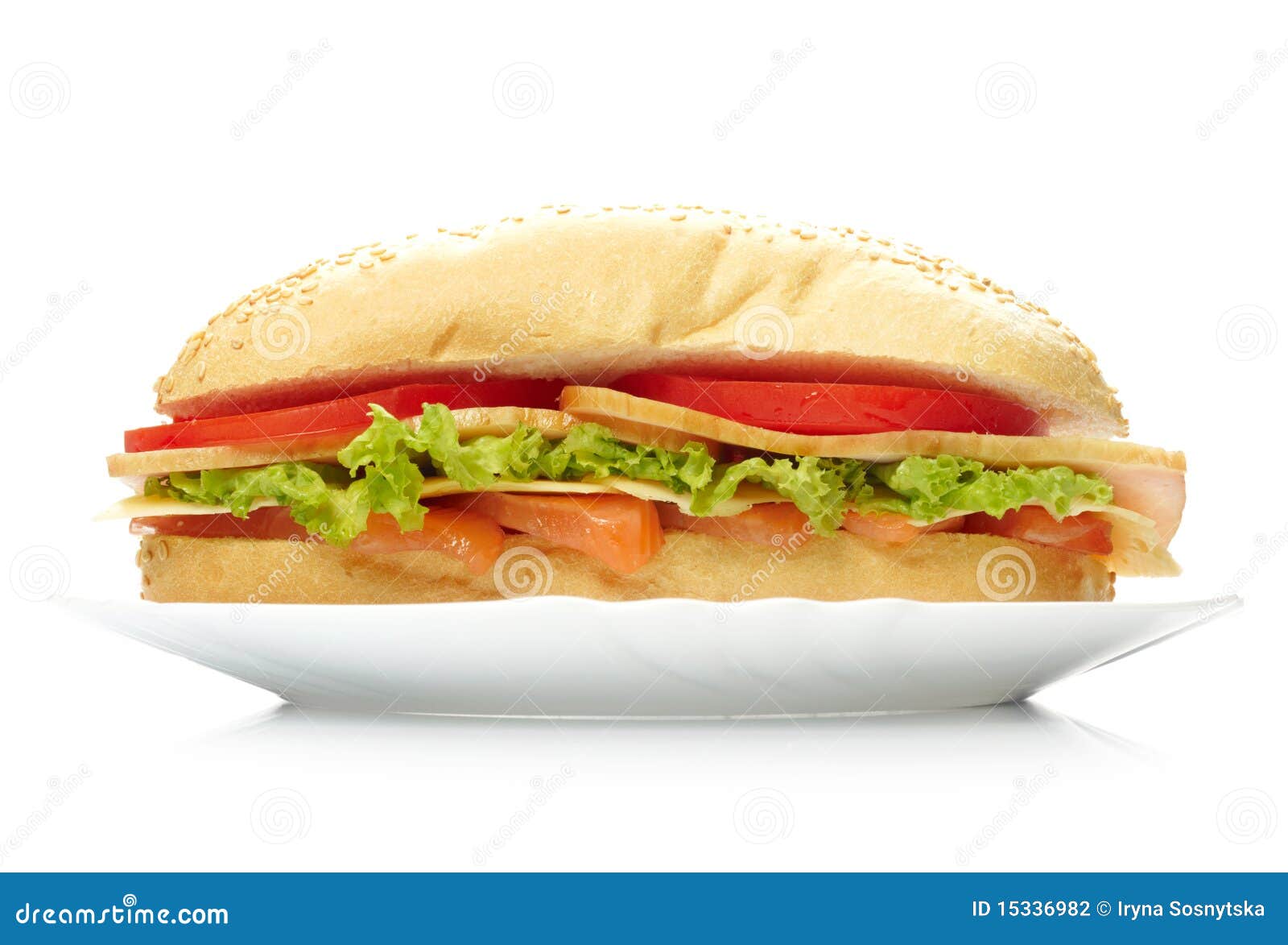 Big Sandwich on White Plate Stock Photo Image of nutritious, bacon