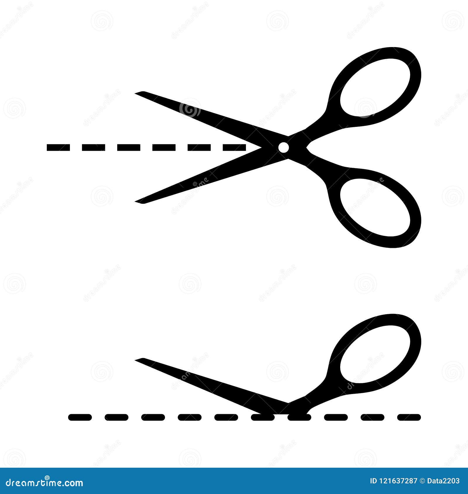 Big Scissors With Cut Lines Stock Vector Illustration of design