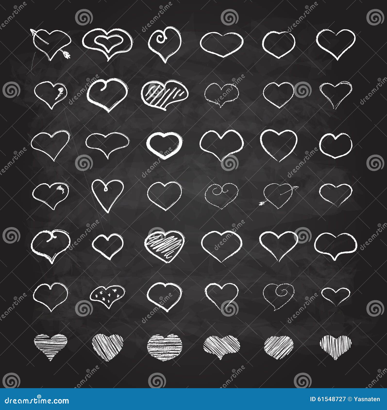 Big set of chalk hearts stock vector. Illustration of heart 61548727