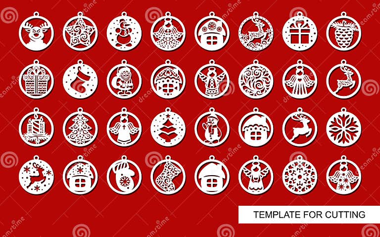 Big Set of Christmas Decorations. Stock Vector - Illustration of hang ...