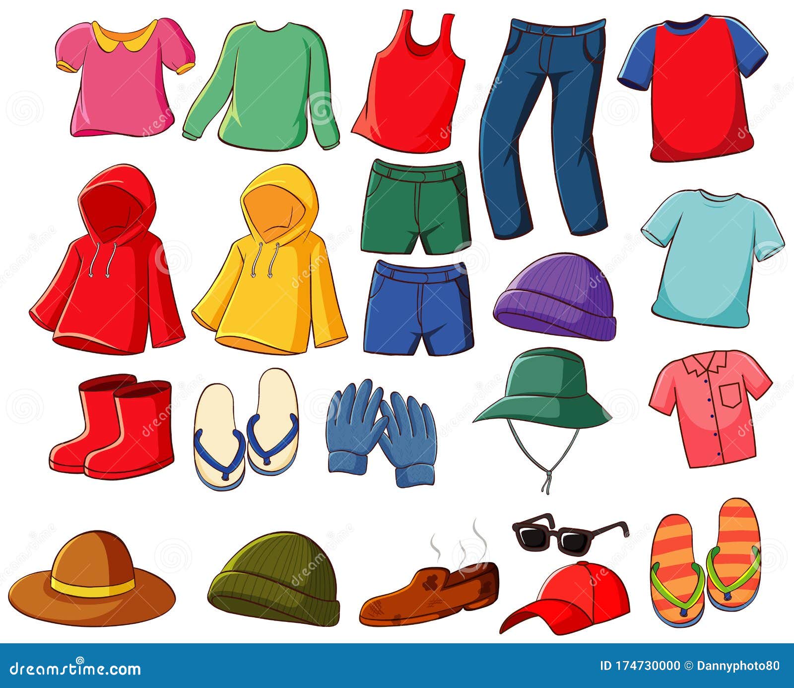 Big Set of Clothes on White Background Stock Vector - Illustration of ...