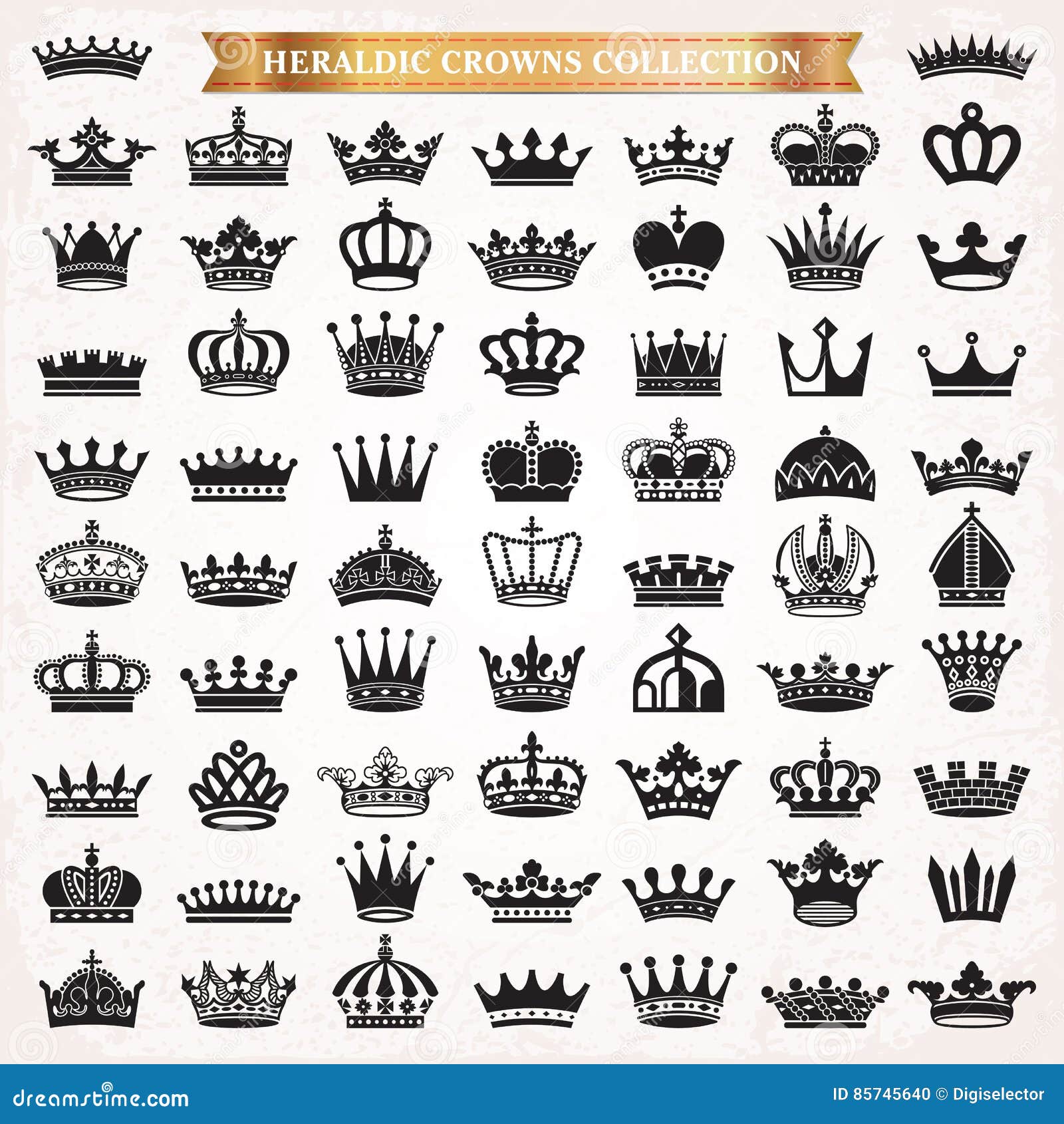 big set of crown icons