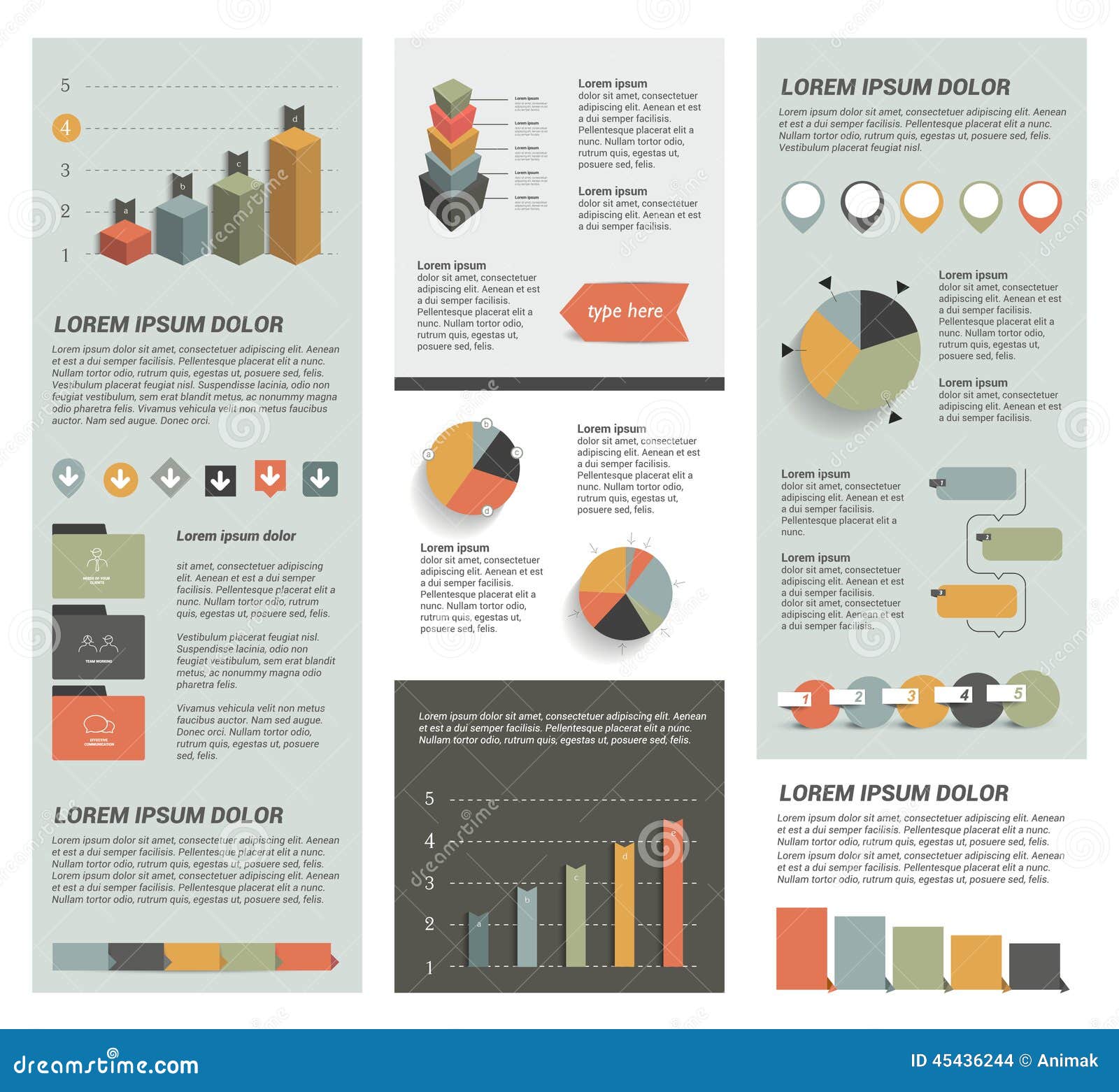 Big Set of Flat Infographic Elements. Stock Vector - Illustration of ...