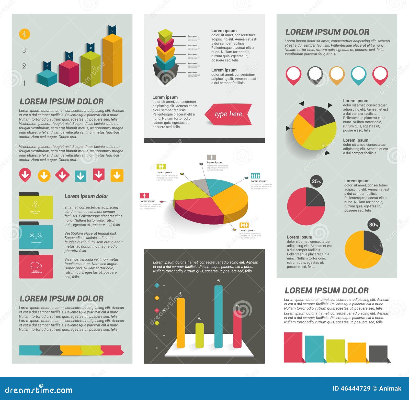 Big Set of Flat Infographic Elements. Stock Vector - Illustration of ...