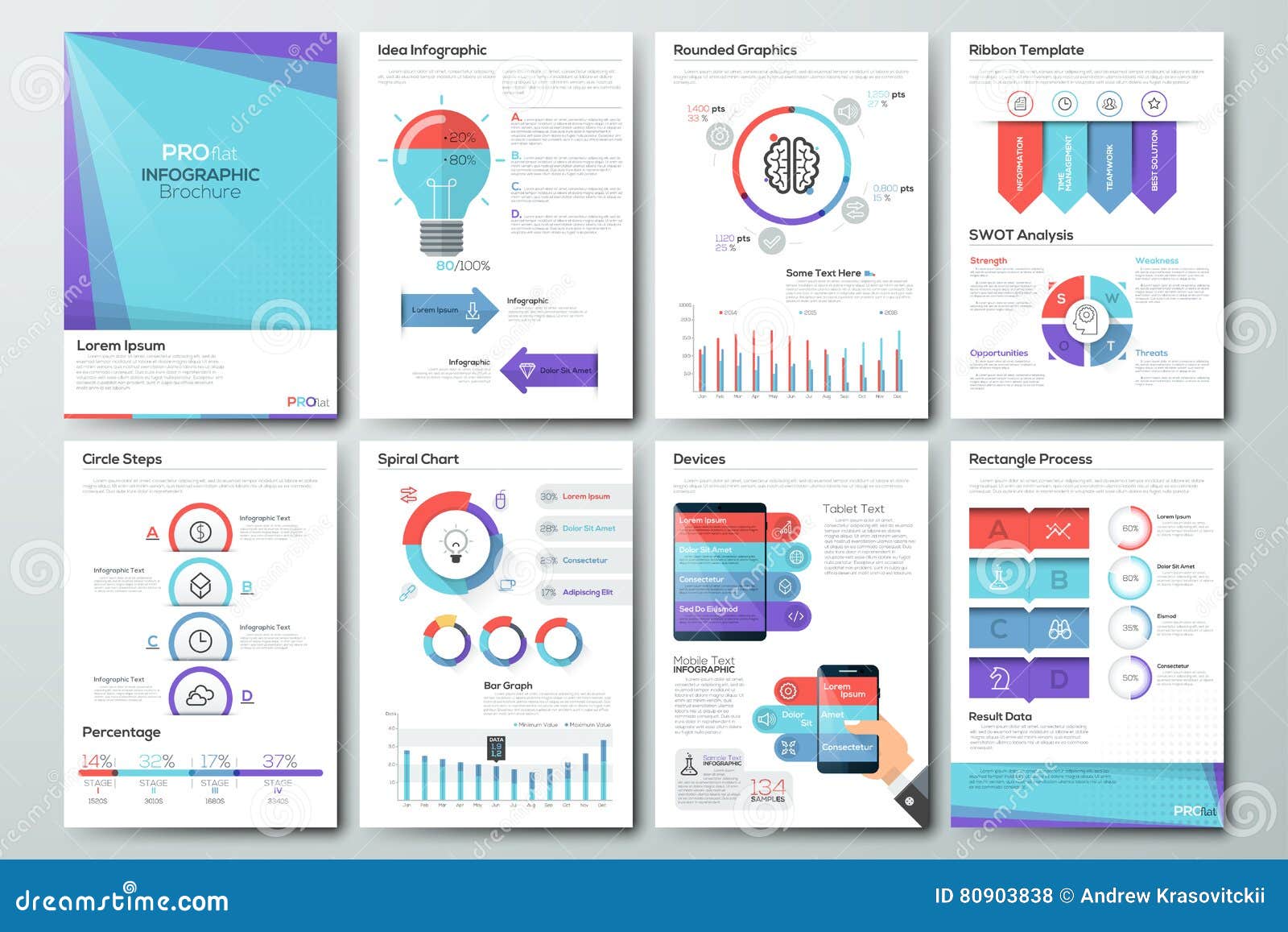 big set of infographic vector elements and business brochures stock