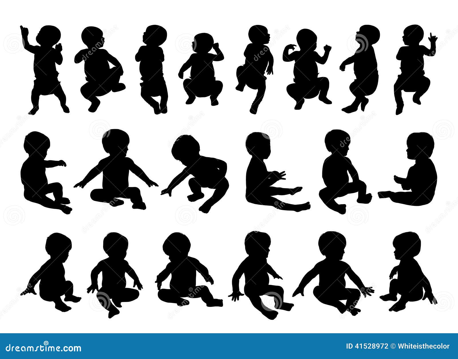 Big Set Of Little Baby Silhouettes Stock Illustration 