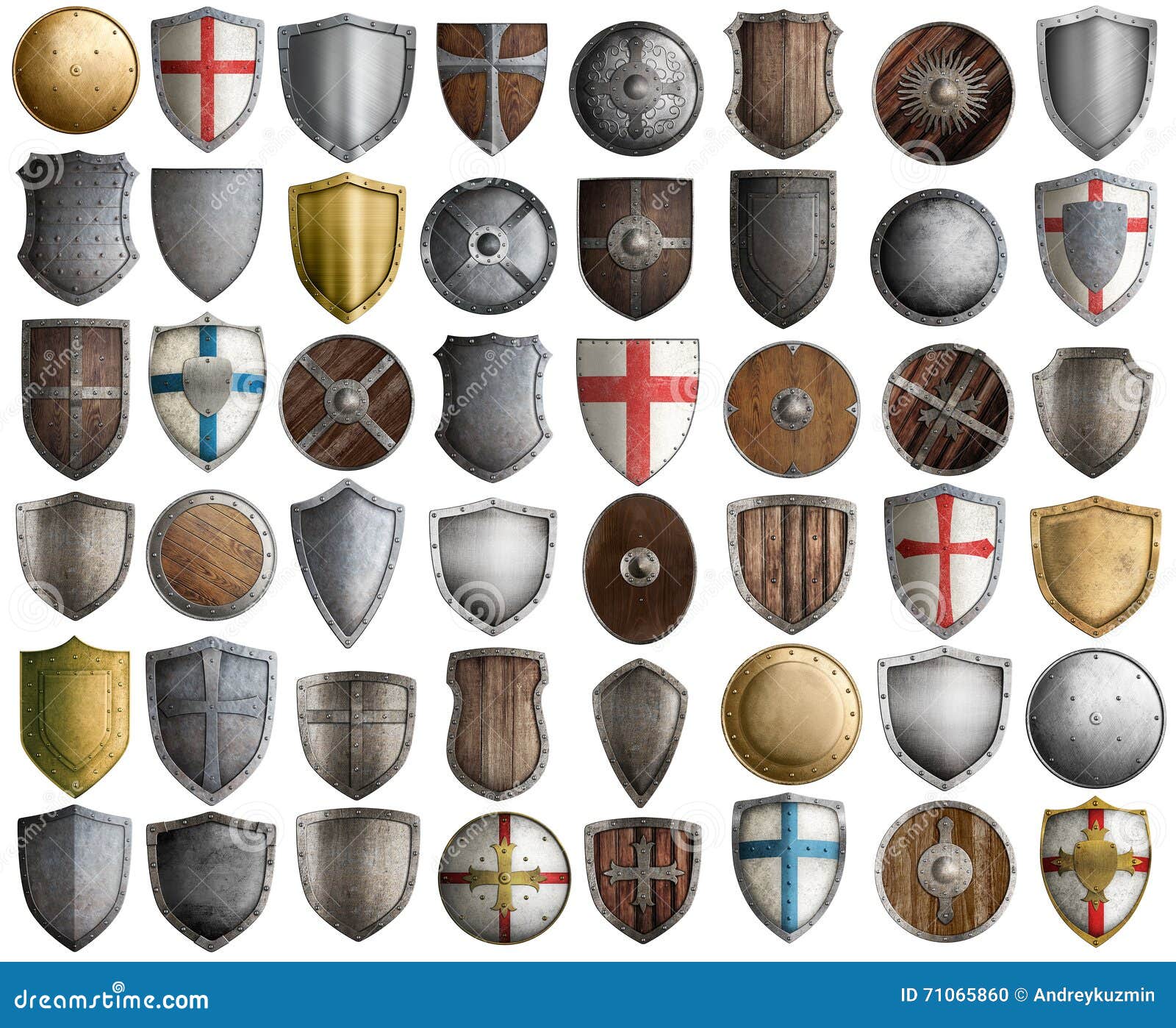 big set of medieval knight shields  3d 