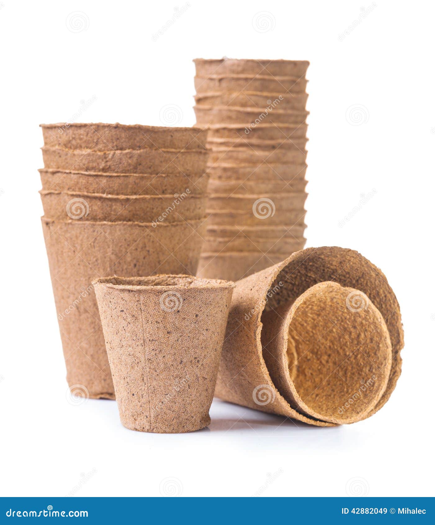 Big Set of Peat Pots Isolated on White Background Stock Image Image