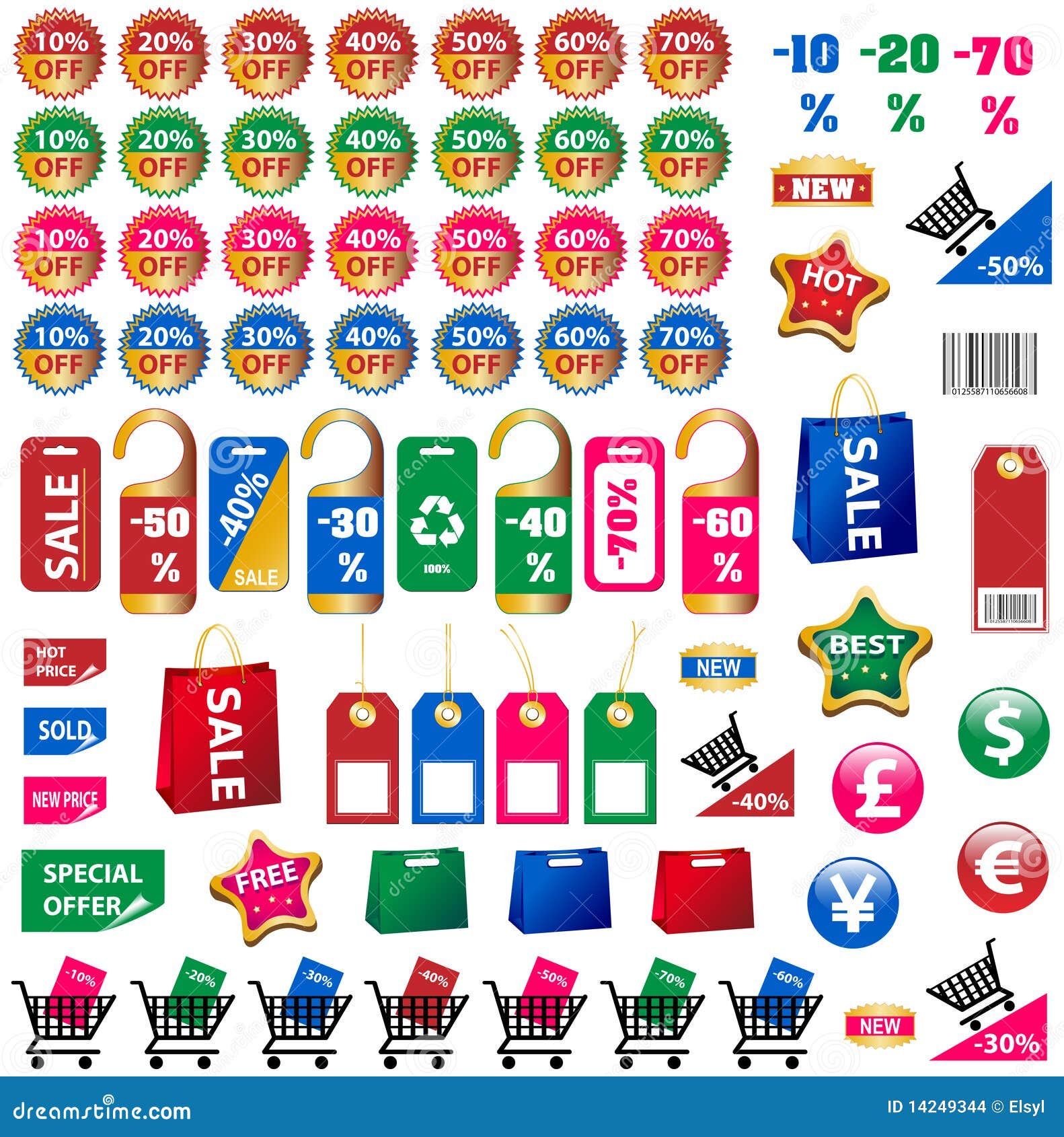 Big Set of Price Tags and Stickers Stock Vector - Illustration of