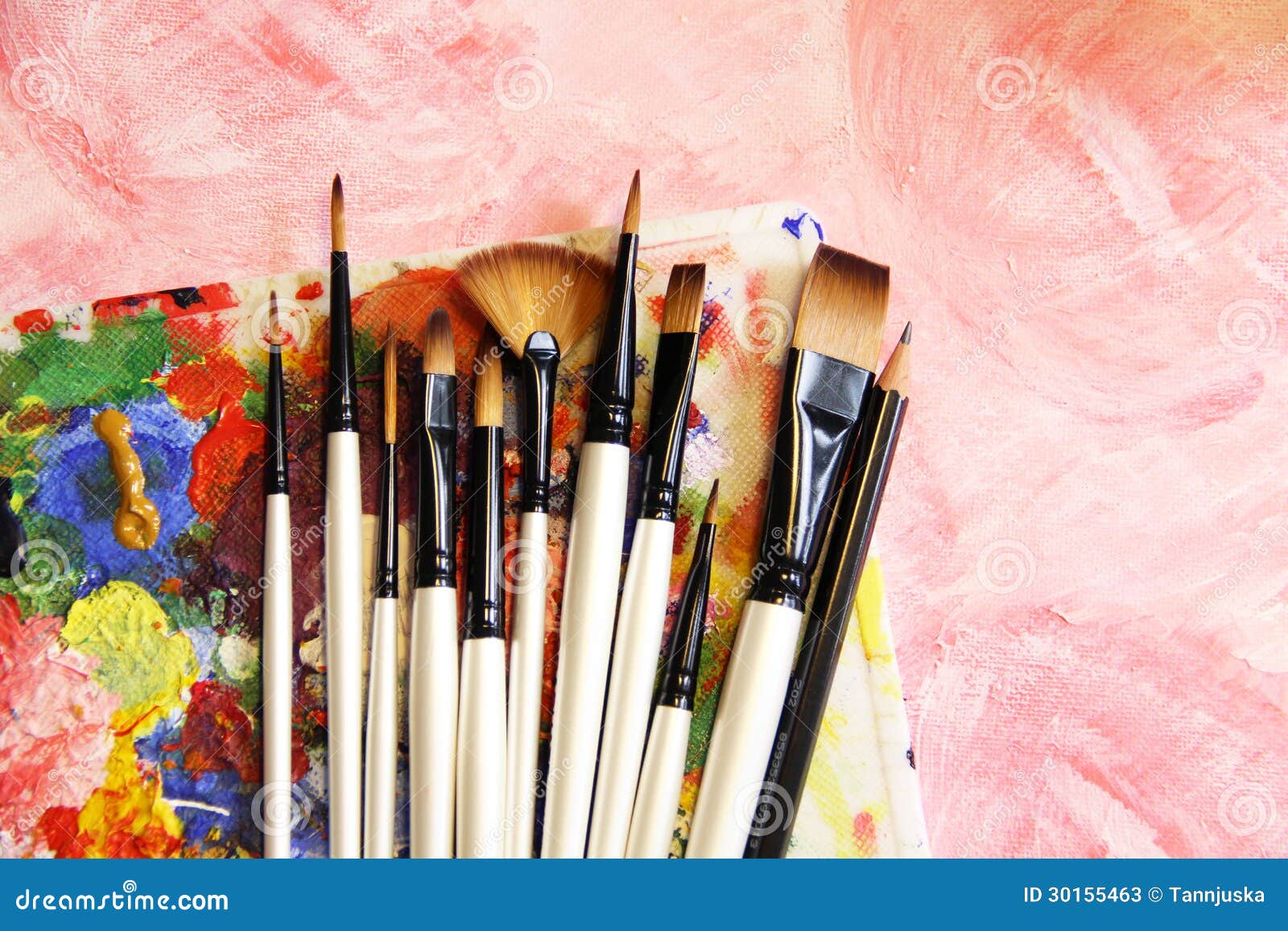 Paintbrushes and Art Palette Stock Image Image of colours, paintbrush