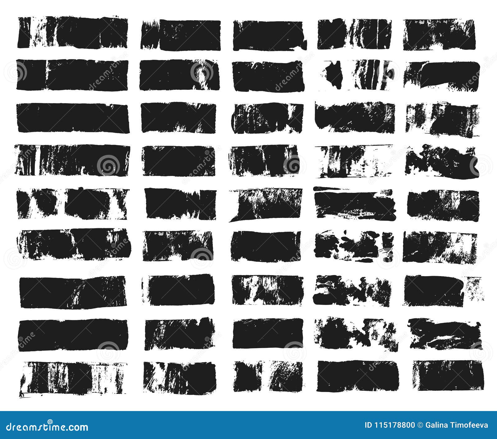 big set of rectangular text box. grunge paint stripe.  brush stroke. black grunge spots with place for your text