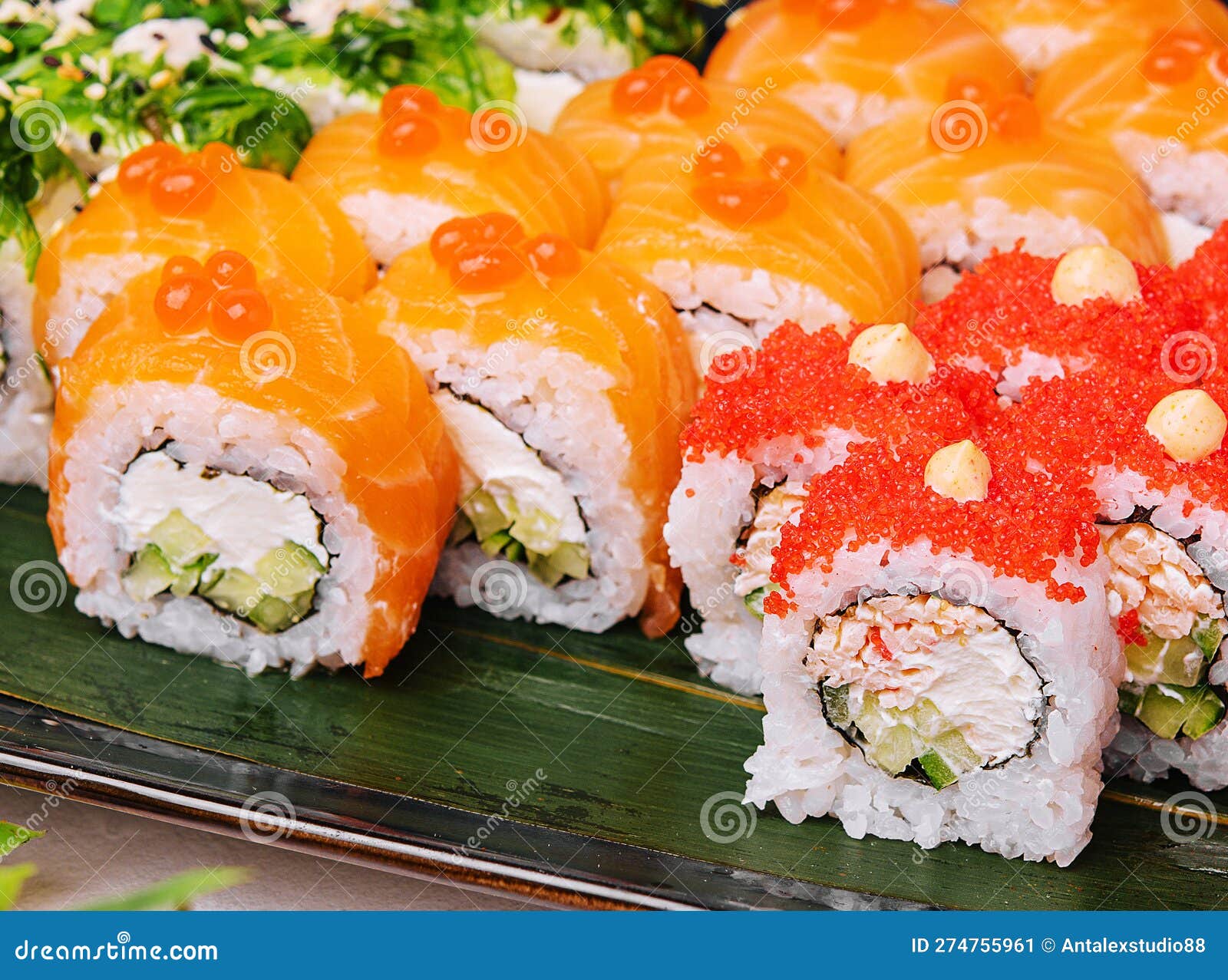 Big Set of Rolls with Wasabi and Pickled Ginger Stock Image Image of