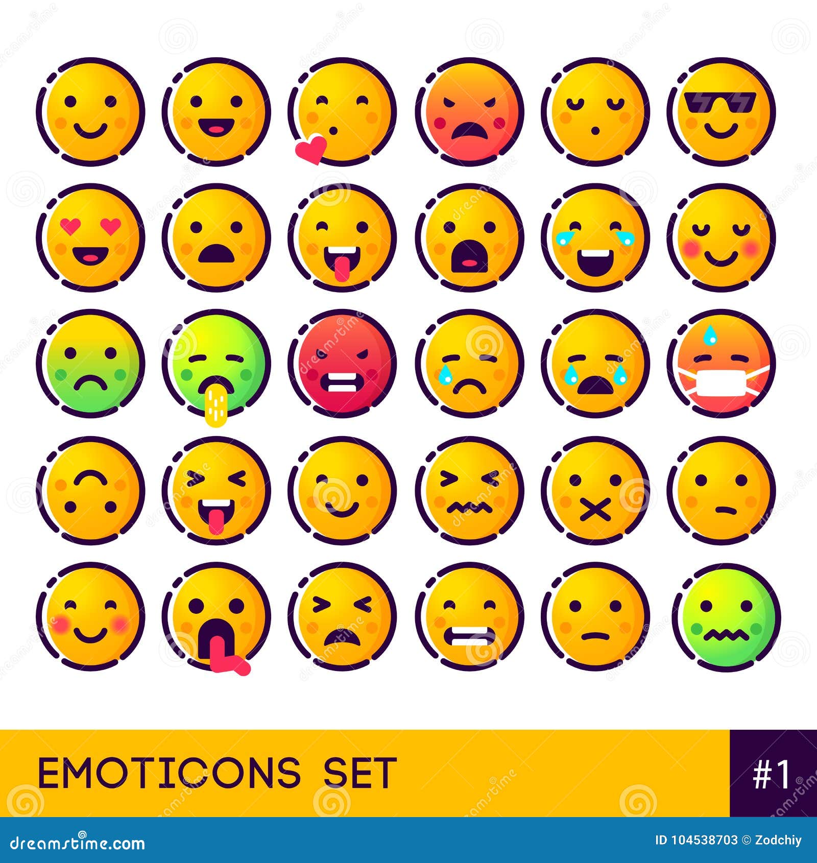 Emoji-set copy stock vector. Illustration of character - 104538703