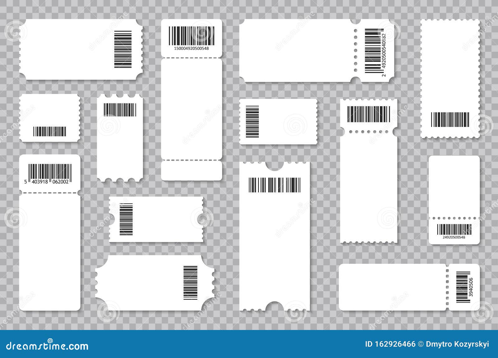 Big Set of Ticket Templates. Concert Ticket, Coupon Stock Vector