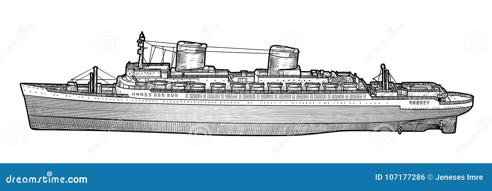 Big Ship Illustration, Drawing, Engraving, Ink, Line Art, Vector Stock ...