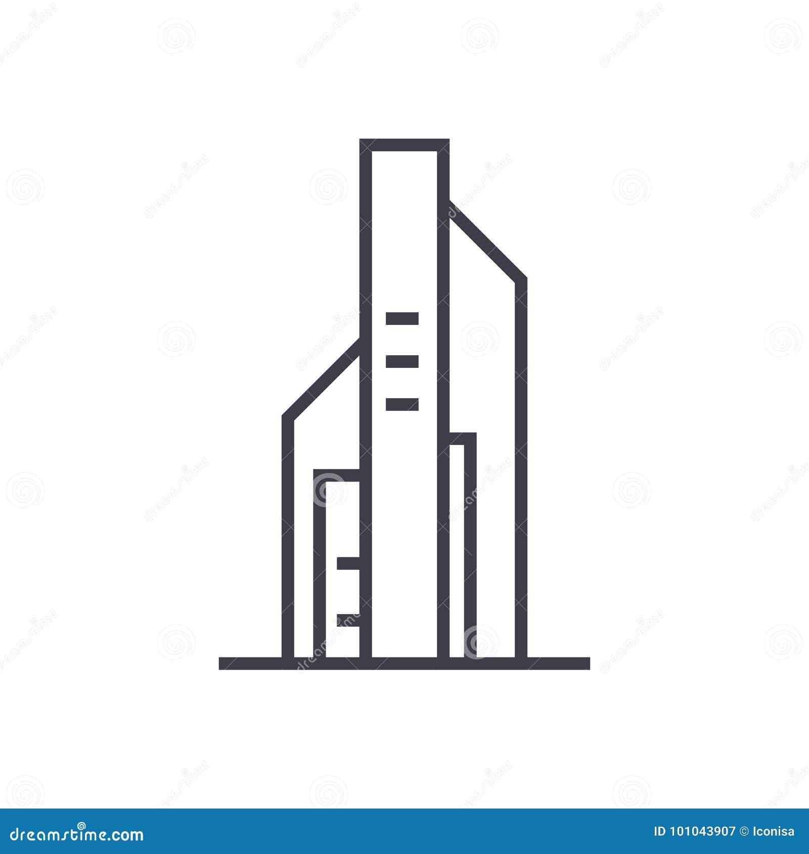 big skyscrapper  line icon, sign,  on background, editable strokes