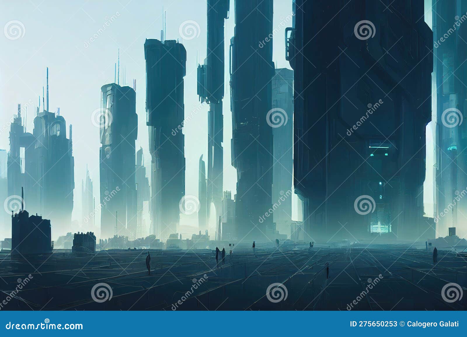 big skyscrappers in a cyberpunk city, concept art, ai generated image