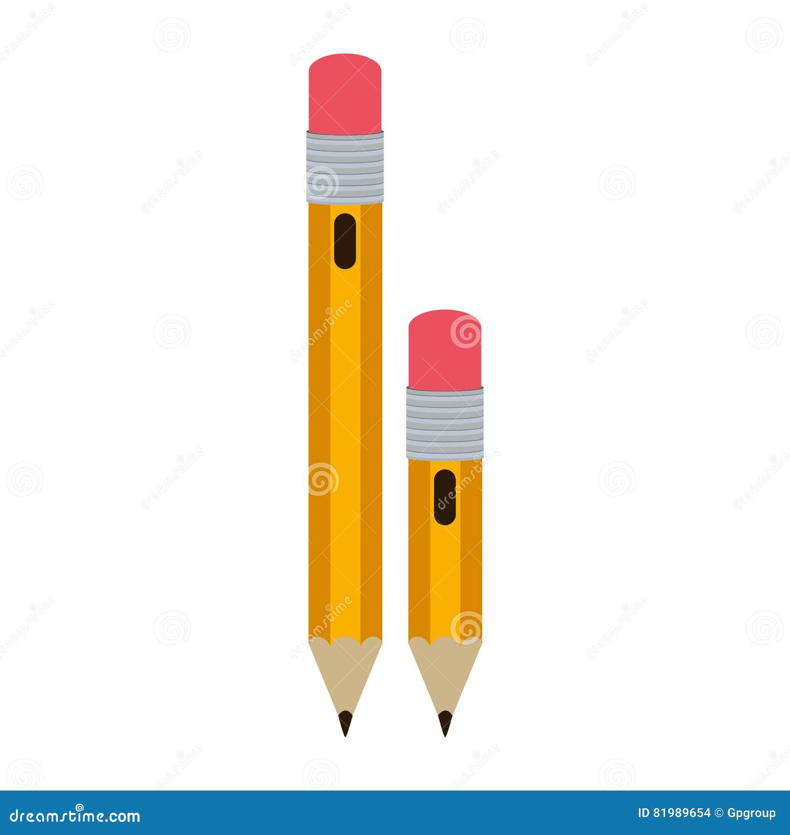 Big and Small Design Pencil with Eraser Stock Illustration