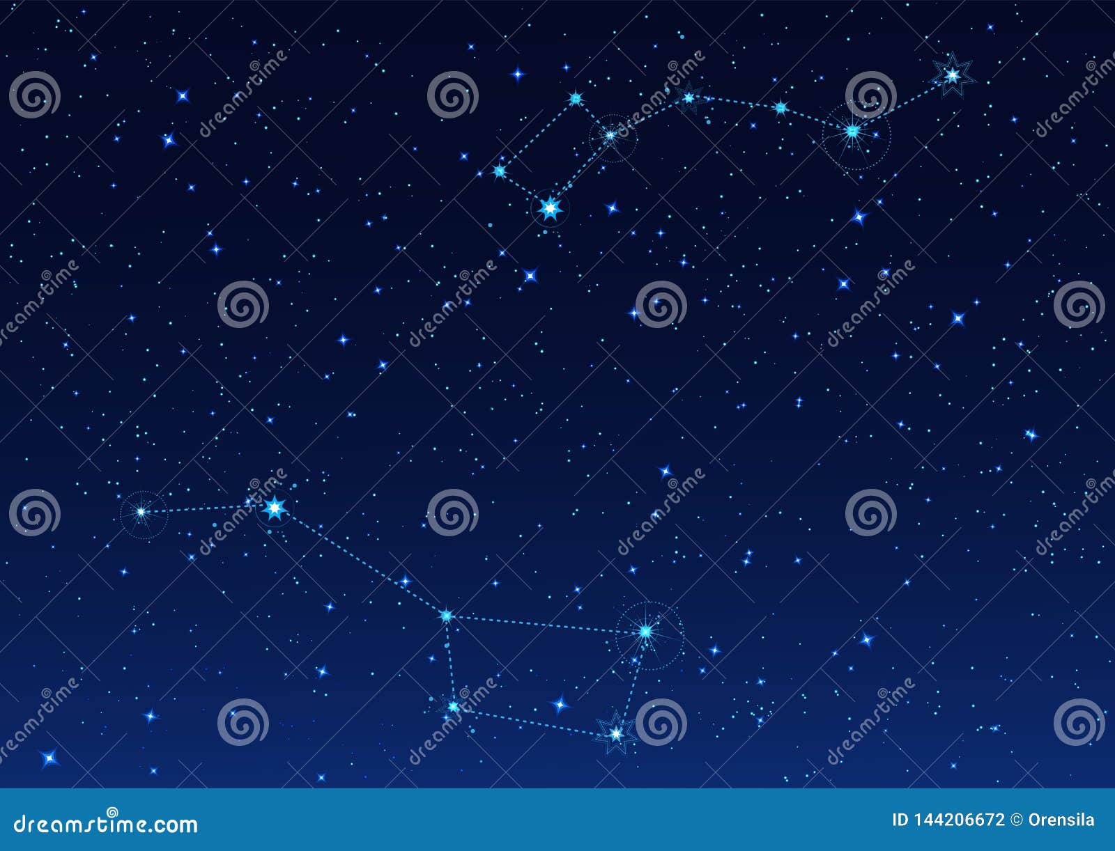 big and small dipper constellation. polar star. night starry sky