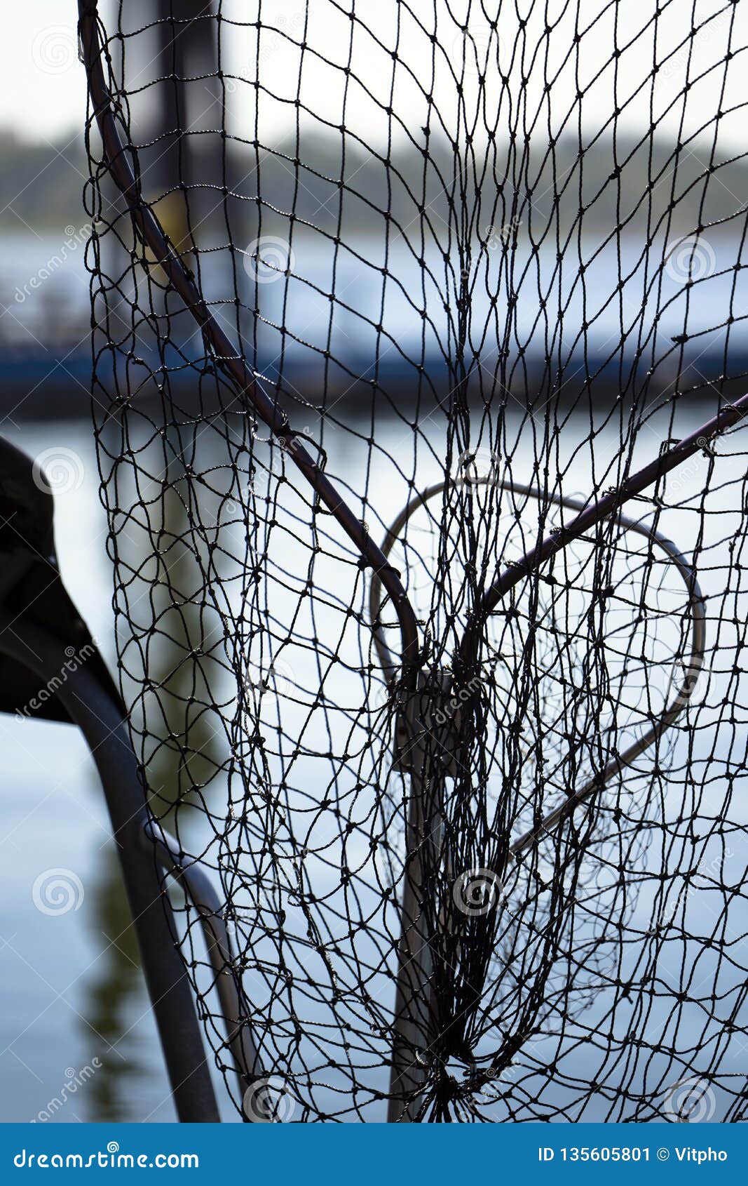 Big and Small Fishing Nets for Hooking Fish Stock Image - Image of
