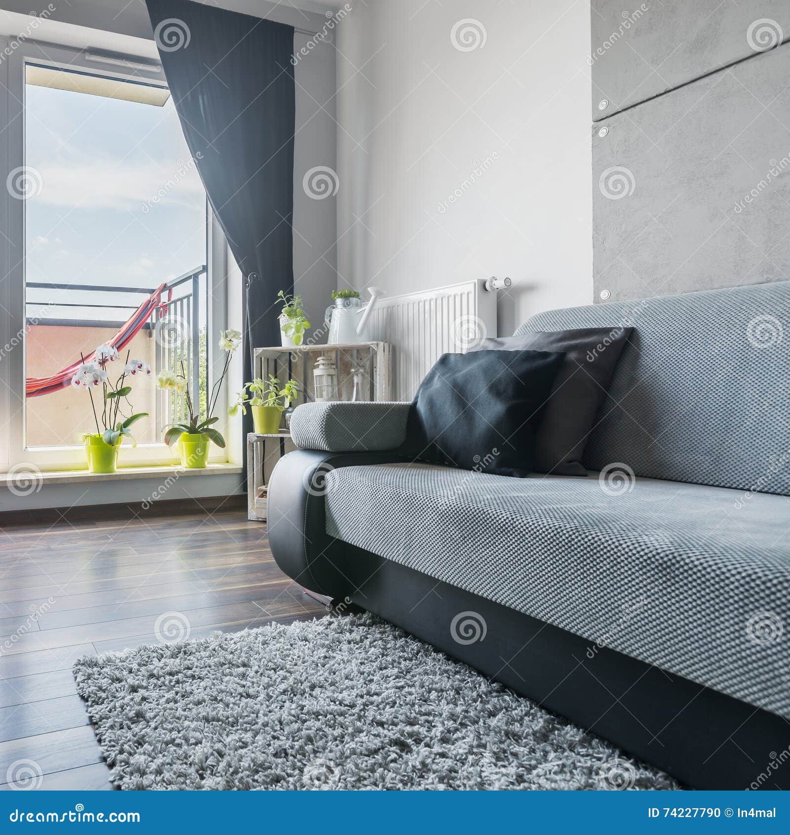 Big sofa in living room stock photo. Image of living 74227790