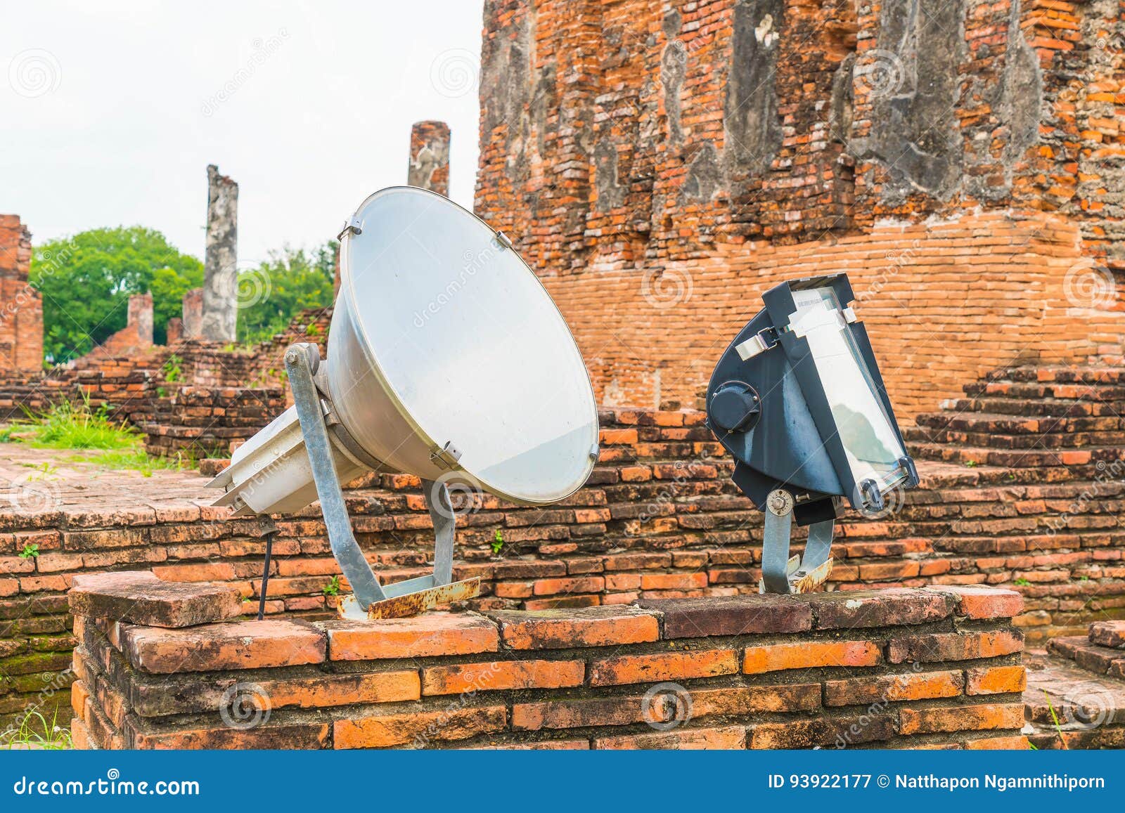 Big spotlight in park stock image. Image of street, metal 93922177
