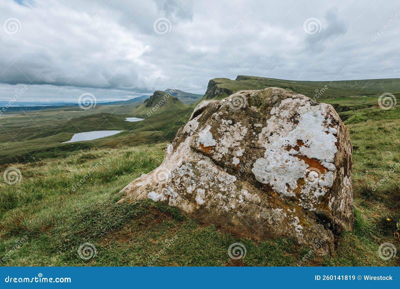 big stone captured on the hills of isle of skie island in scotland