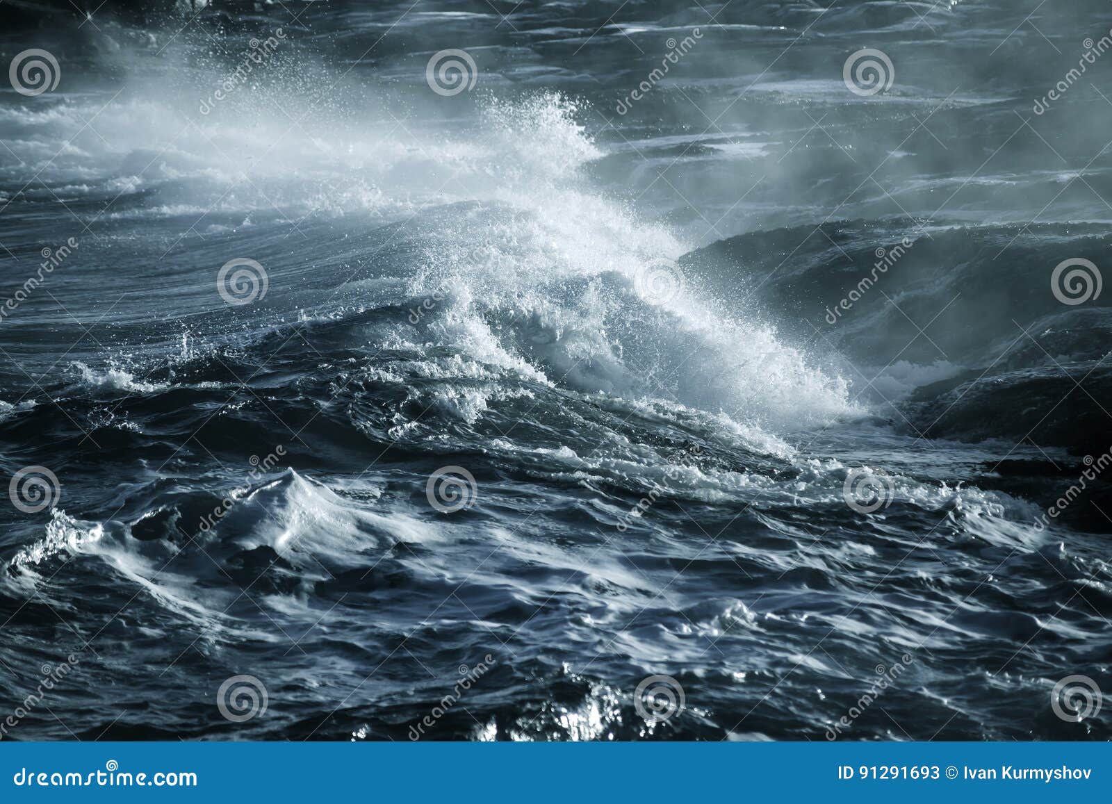 Big Stormy Ocean Wave. Blue Water Background Stock Image - Image ...
