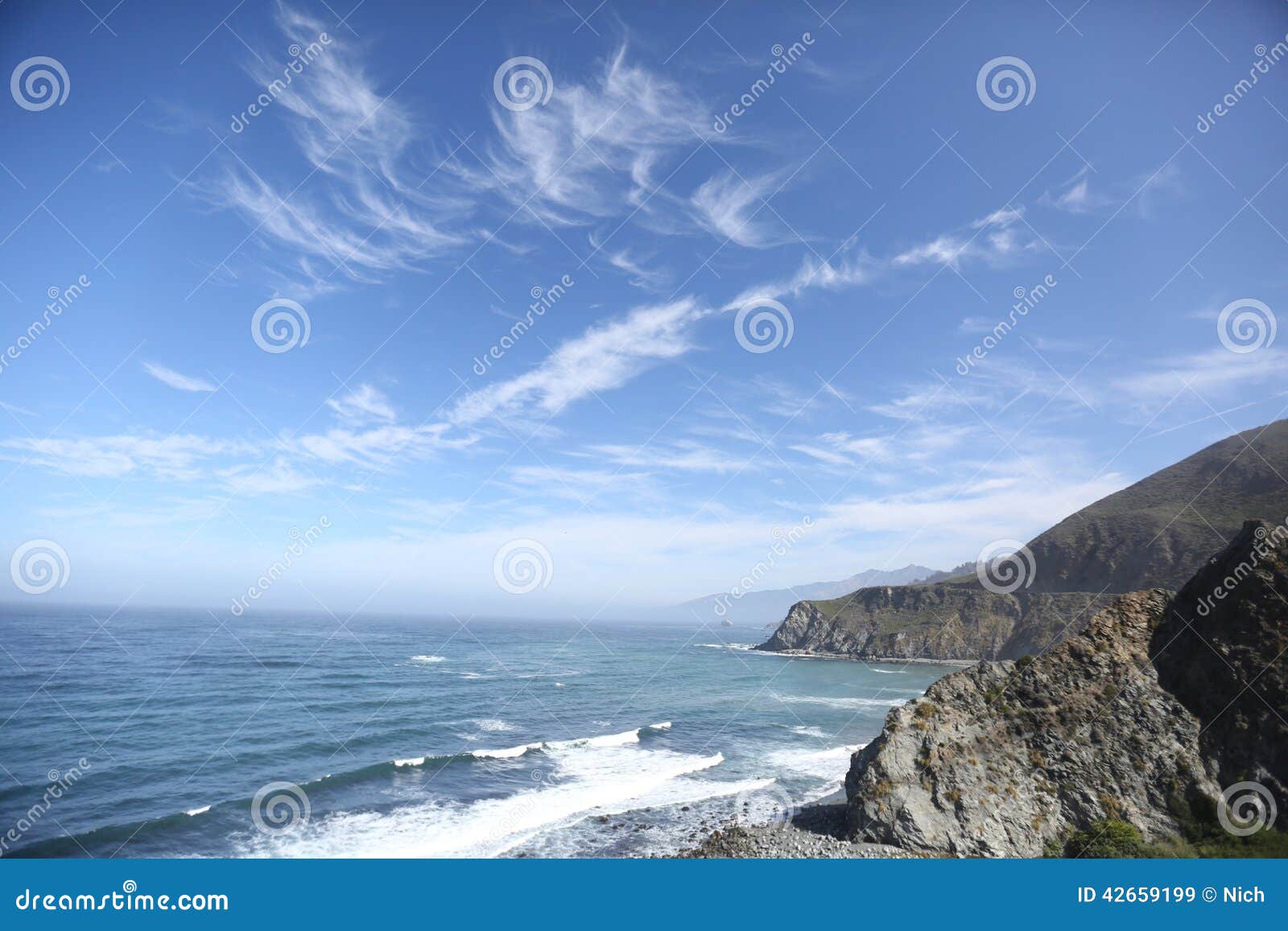 Big Sur california coastline with ocean and rocks